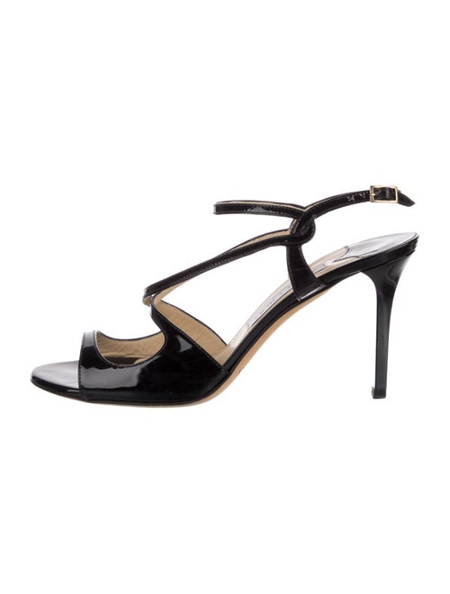 Jimmy Choo Patent Leather Cutout Accent Slingback Sandals
