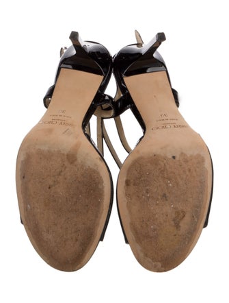 Jimmy Choo Patent Leather Cutout Accent Slingback Sandals