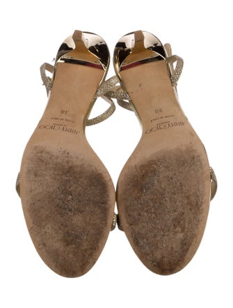 Jimmy Choo Leather Glitter Accents Sandals