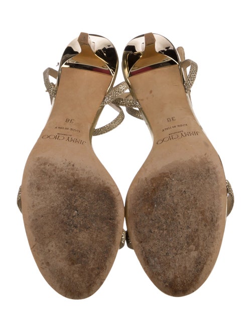 Jimmy Choo Leather Glitter Accents Sandals