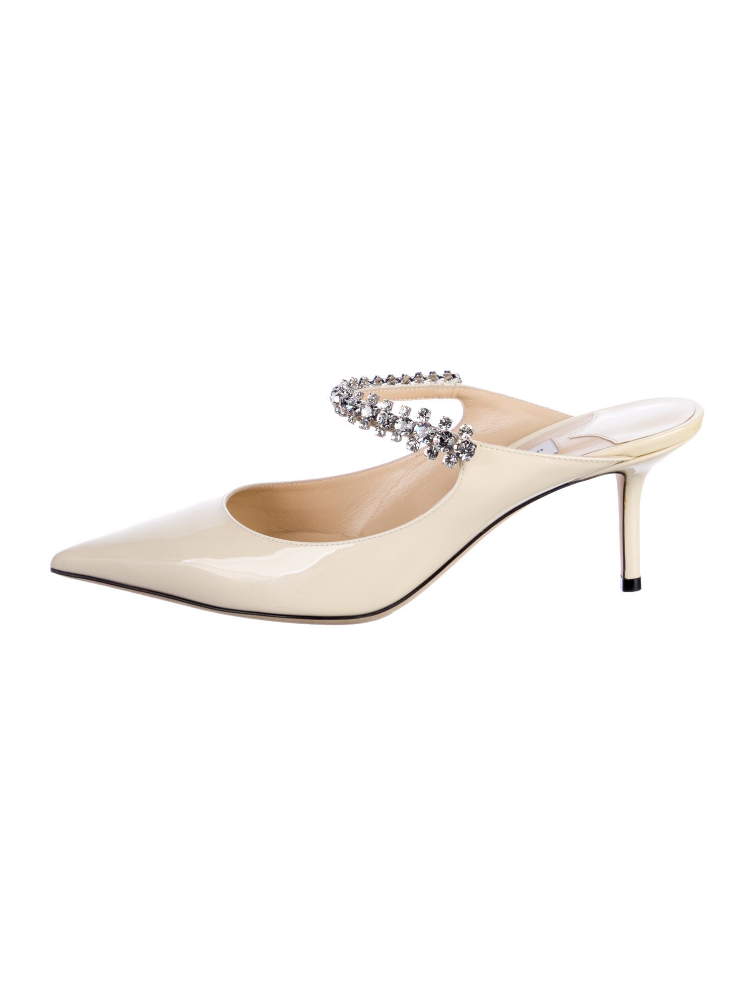 Jimmy Choo Patent Leather Crystal Embellishments Mules