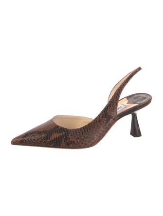 Jimmy Choo Embossed Leather Animal Print Slingback Pumps