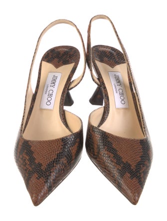 Jimmy Choo Embossed Leather Animal Print Slingback Pumps