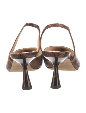 Jimmy Choo Embossed Leather Animal Print Slingback Pumps