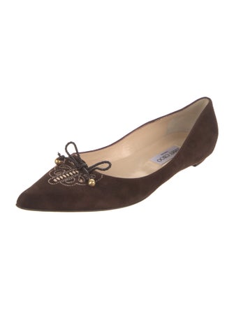 Jimmy Choo Suede Beaded Accents Ballet Flats