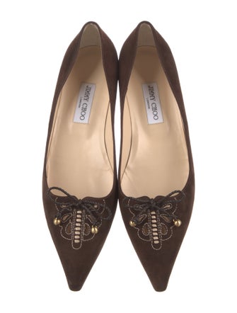 Jimmy Choo Suede Beaded Accents Ballet Flats