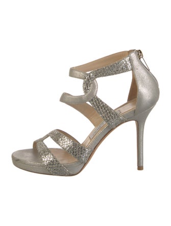 Jimmy Choo Leather Glitter Accents Sandals