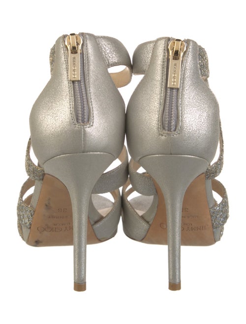 Jimmy Choo Leather Glitter Accents Sandals