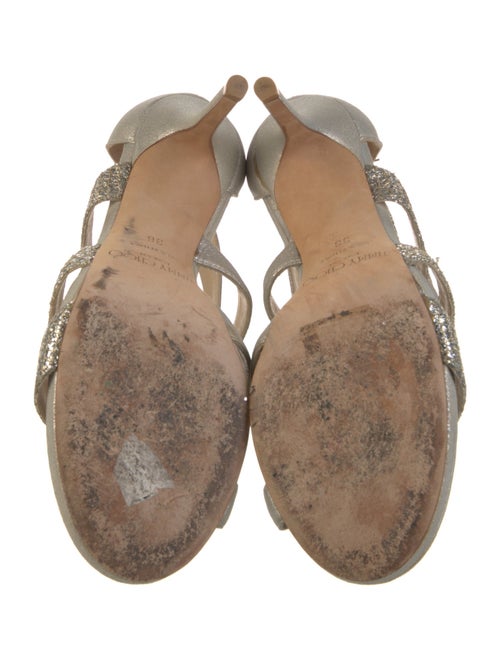 Jimmy Choo Leather Glitter Accents Sandals