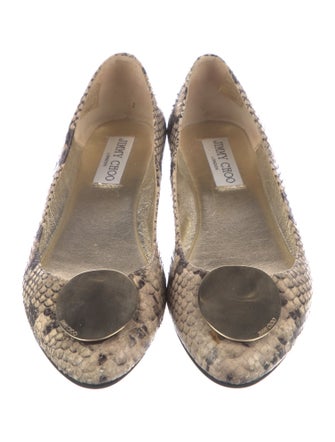 Jimmy Choo Leather Animal Print Flats