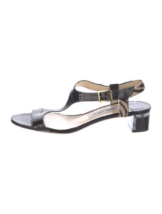 Jimmy Choo Snakeskin Animal Print T-Strap Sandals