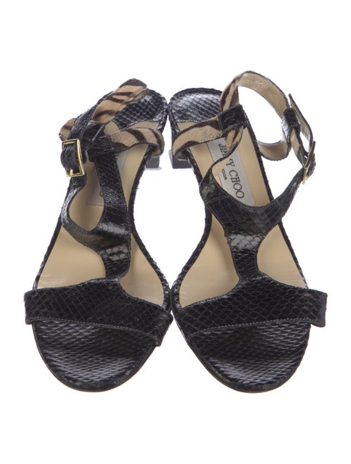 Jimmy Choo Snakeskin Animal Print T-Strap Sandals