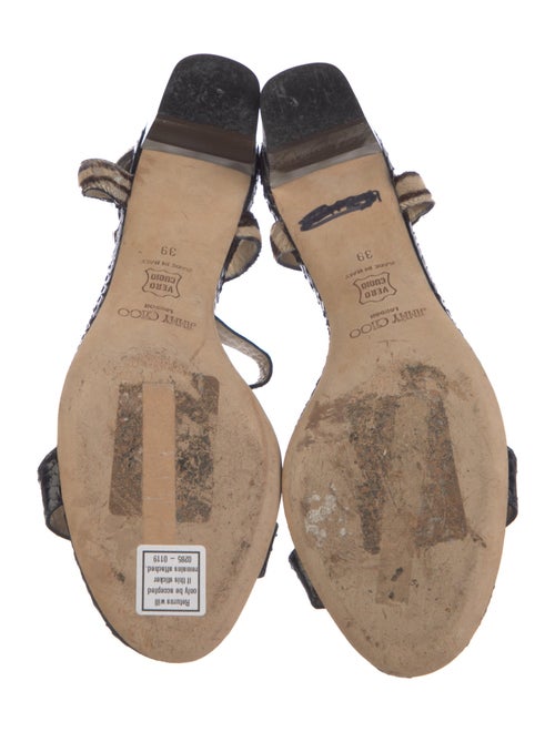 Jimmy Choo Snakeskin Animal Print T-Strap Sandals
