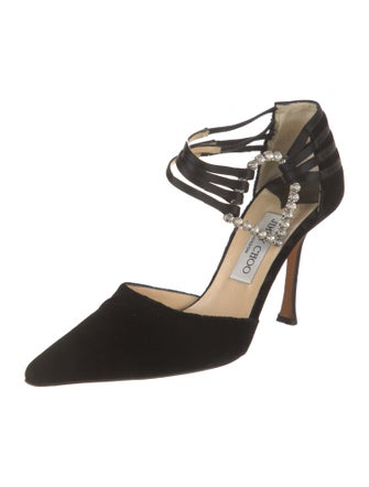 Jimmy Choo Velvet Crystal Embellishments D'Orsay Pumps