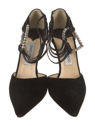 Jimmy Choo Velvet Crystal Embellishments D'Orsay Pumps