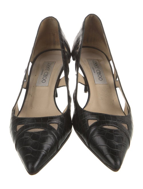 Jimmy Choo Embossed Leather Cutout Accent Pumps
