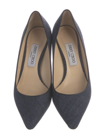Jimmy Choo Denim Leather Trim Embellishment Pumps