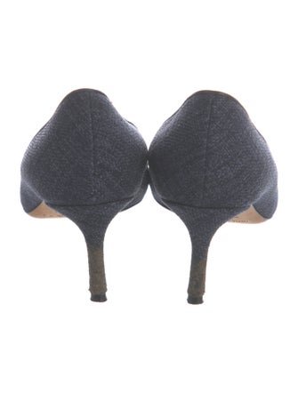 Jimmy Choo Denim Leather Trim Embellishment Pumps