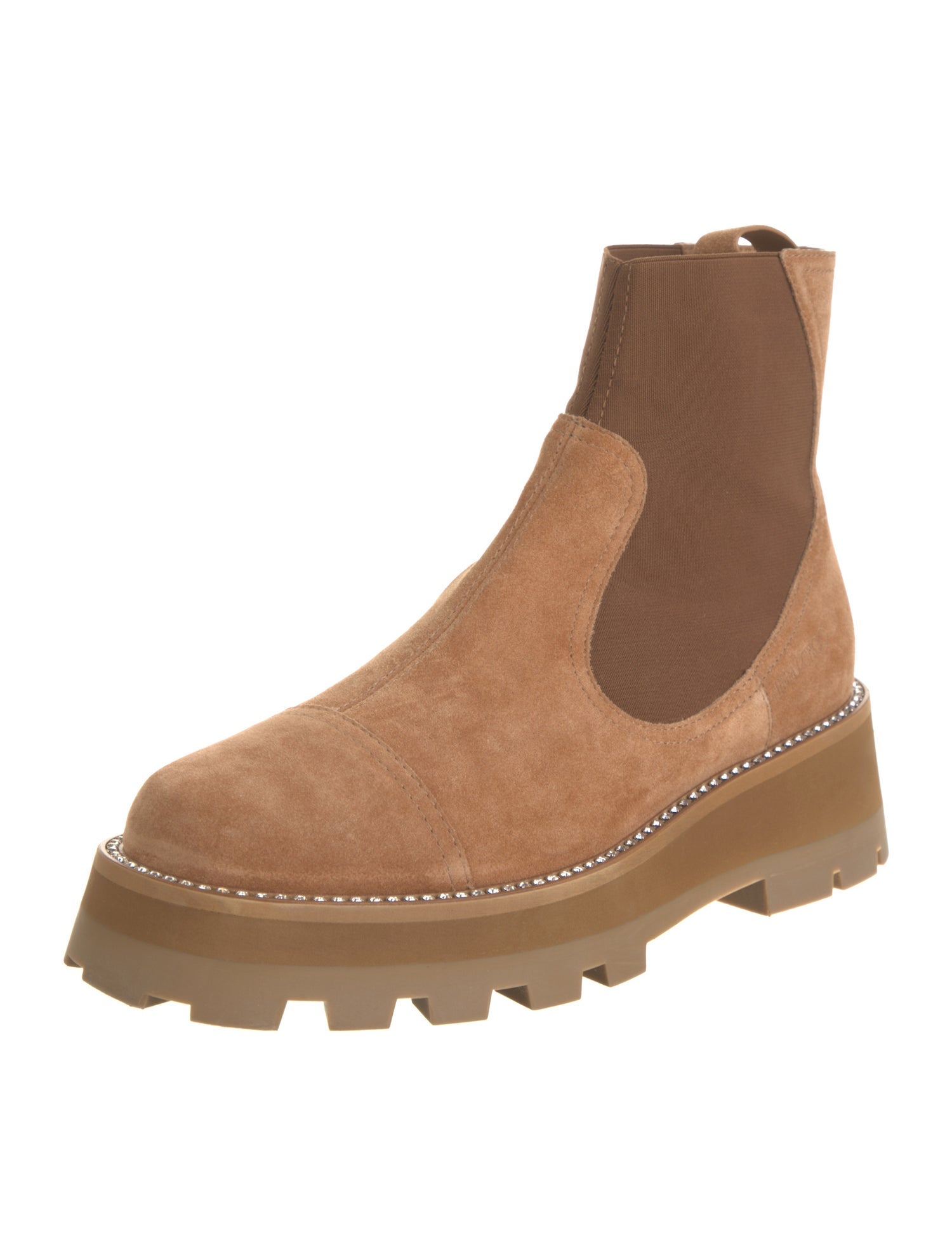 Jimmy Choo Suede Crystal Embellishments Chelsea Boots