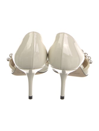 Jimmy Choo Faux Pearl Accents Patent Leather D'Orsay Pumps