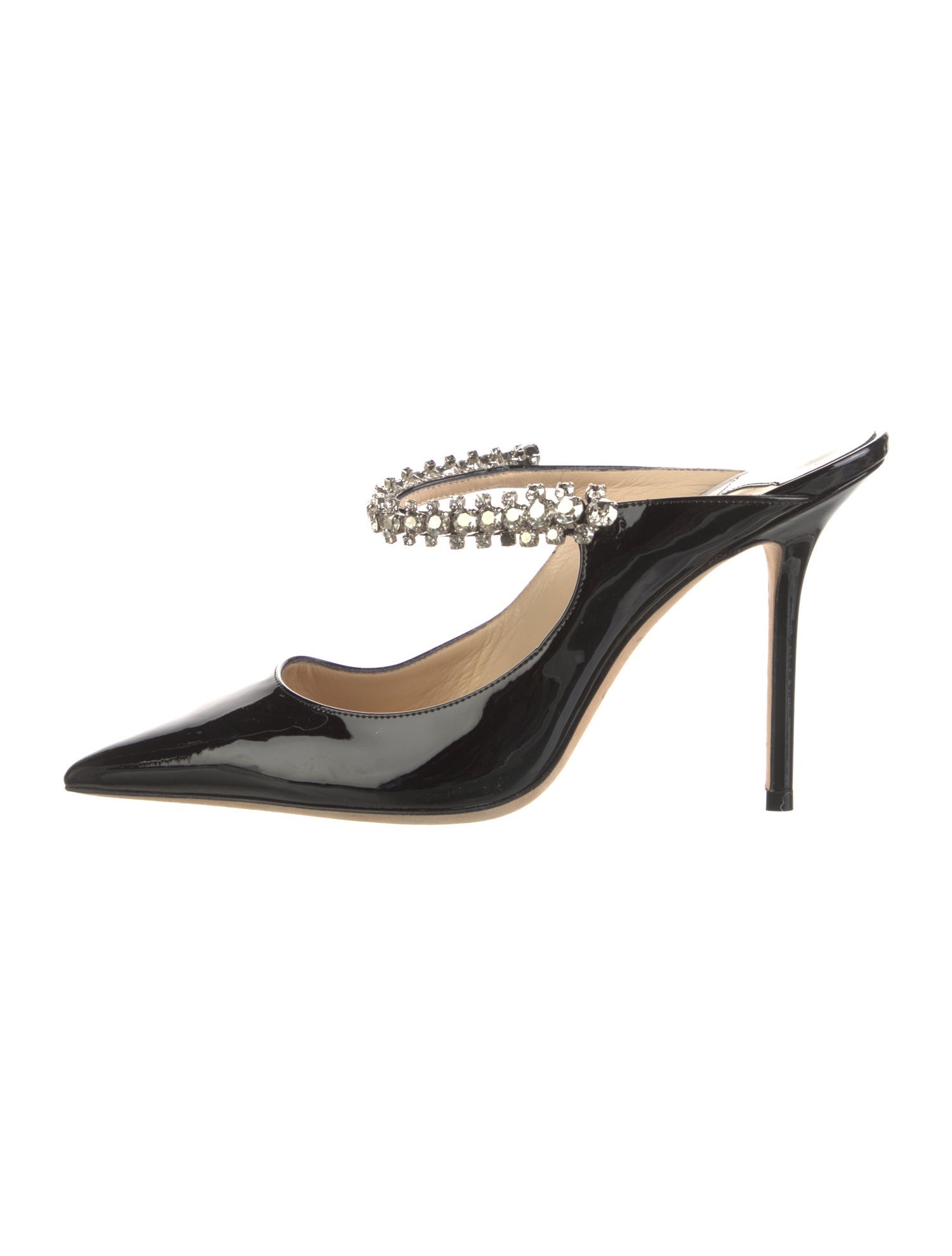 Jimmy Choo Patent Leather Crystal Embellishments Mules
