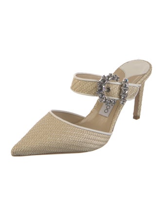 Jimmy Choo Straw Crystal Embellishments Mules