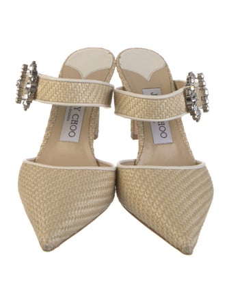 Jimmy Choo Straw Crystal Embellishments Mules