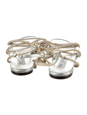 Jimmy Choo Chain-Link Accent Leather Slingback Sandals