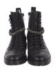 Jimmy Choo Leather Crystal Embellishments Combat Boots