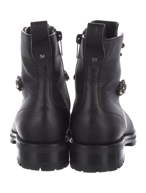 Jimmy Choo Leather Crystal Embellishments Combat Boots