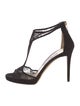 Jimmy Choo Suede Mesh Accents T-Strap Sandals