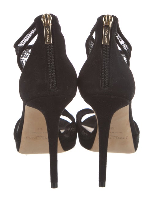 Jimmy Choo Suede Mesh Accents T-Strap Sandals