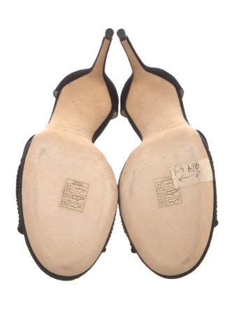 Jimmy Choo Suede Mesh Accents T-Strap Sandals