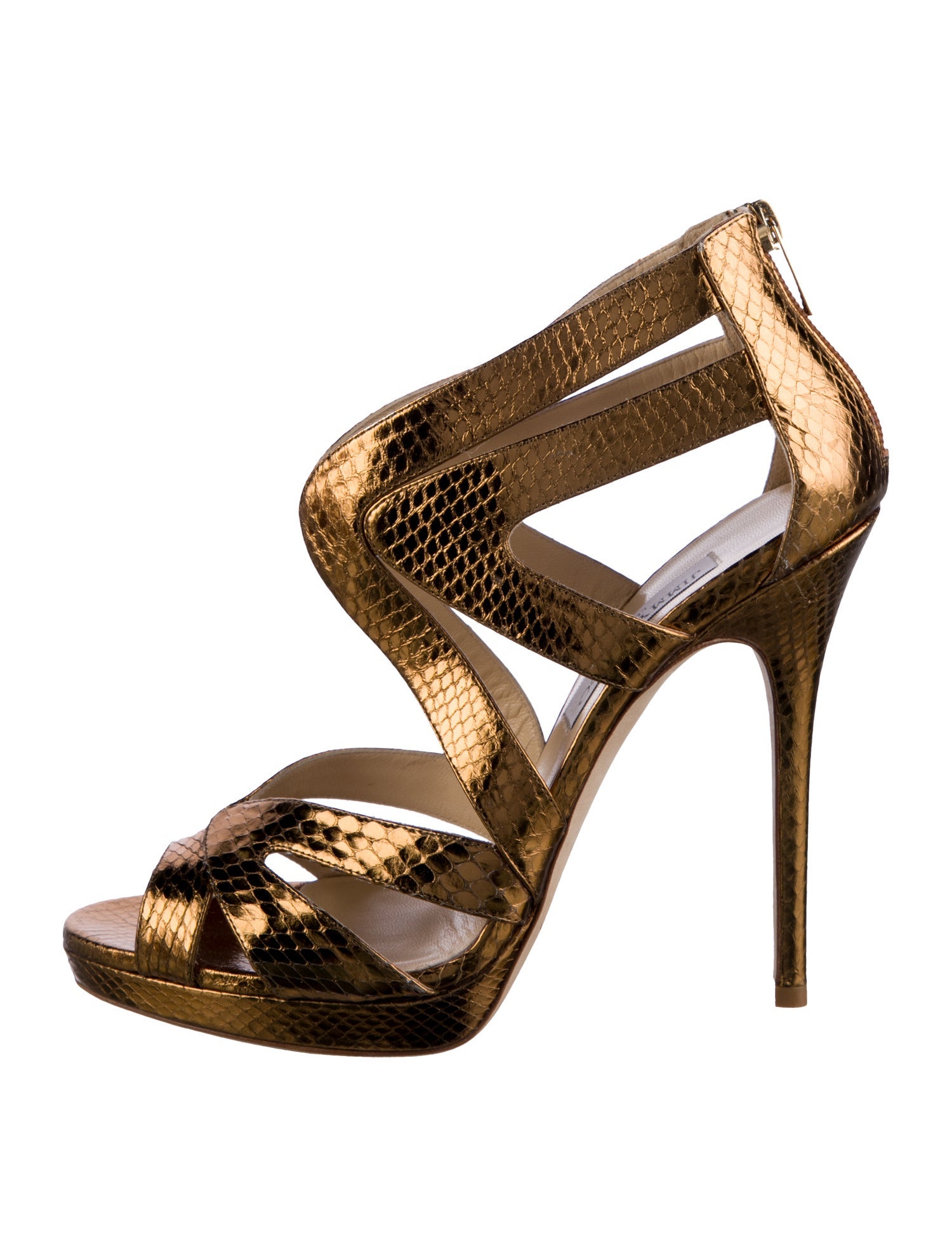 Jimmy Choo Embossed Leather Animal Print Sandals
