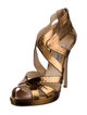Jimmy Choo Embossed Leather Animal Print Sandals