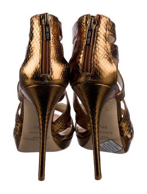 Jimmy Choo Embossed Leather Animal Print Sandals