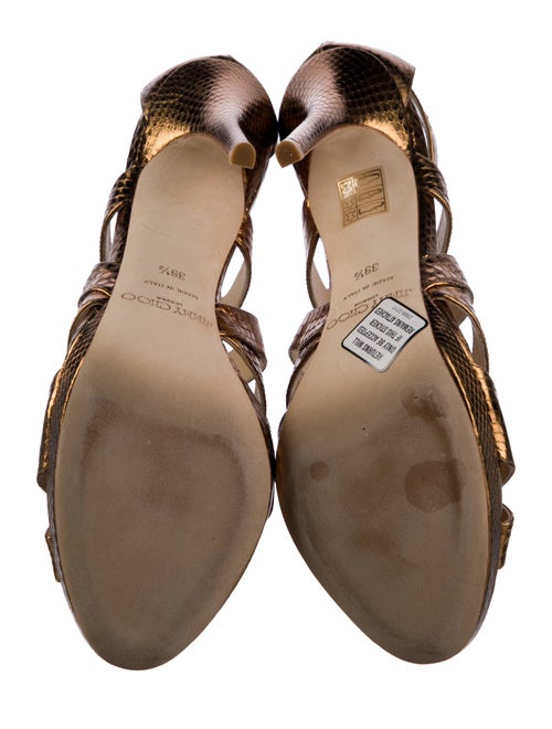 Jimmy Choo Embossed Leather Animal Print Sandals