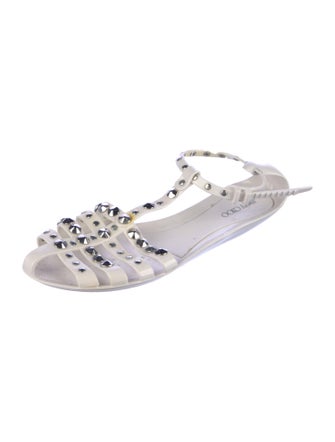 Jimmy Choo Rubber Printed T-Strap Sandals