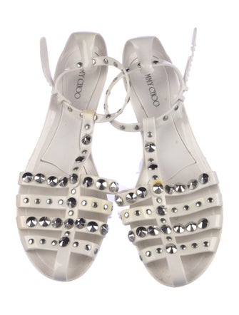 Jimmy Choo Rubber Printed T-Strap Sandals
