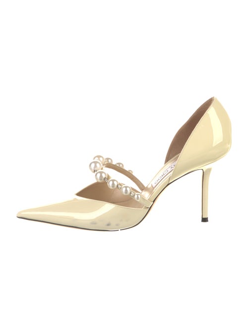 Jimmy Choo Faux Pearl Accents Patent Leather D'Orsay Pumps
