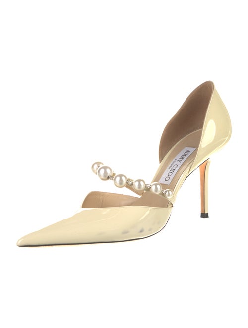 Jimmy Choo Faux Pearl Accents Patent Leather D'Orsay Pumps