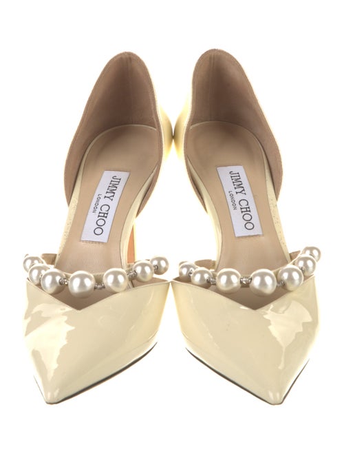 Jimmy Choo Faux Pearl Accents Patent Leather D'Orsay Pumps