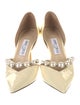 Jimmy Choo Faux Pearl Accents Patent Leather D'Orsay Pumps
