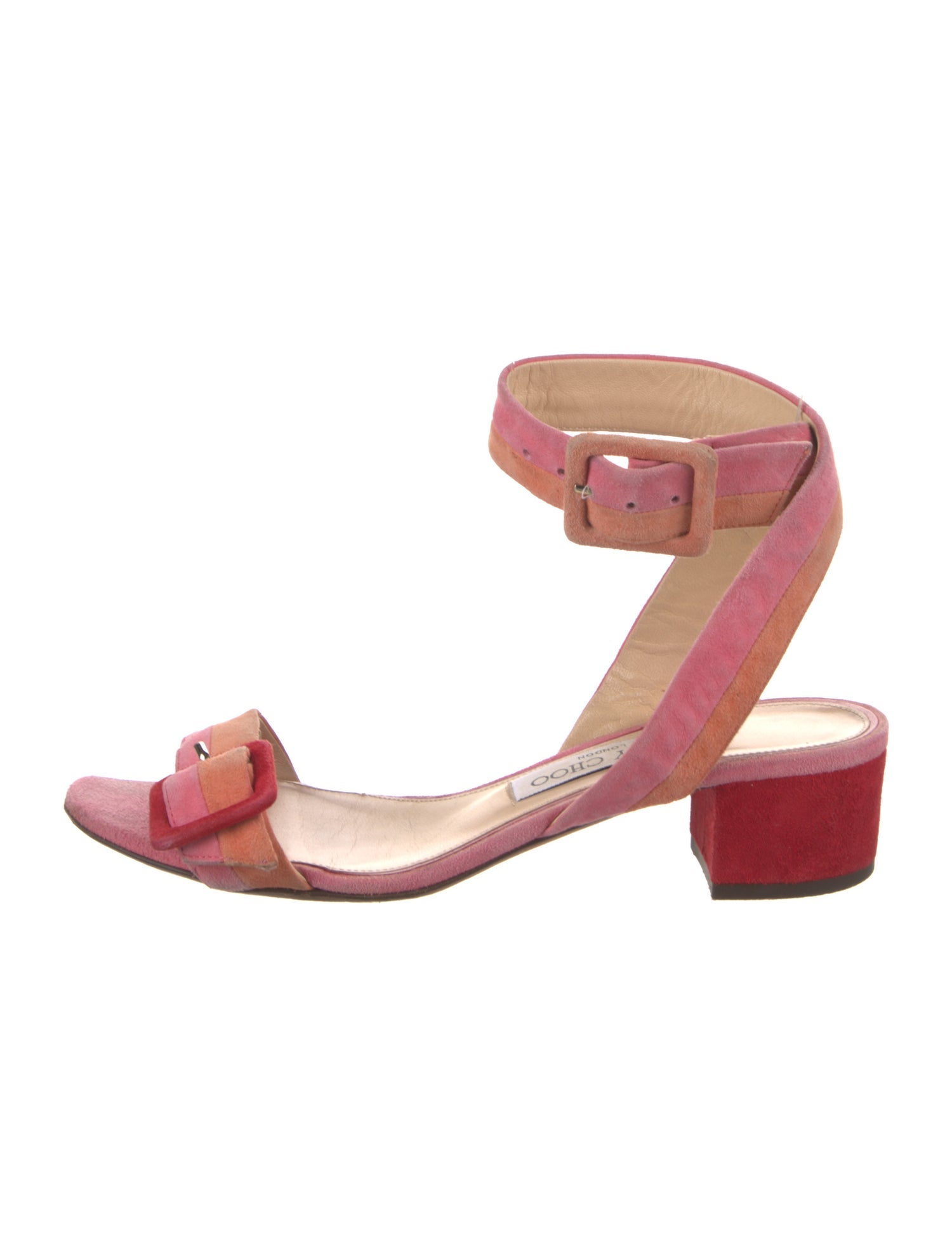 Jimmy Choo Suede Leather Trim Embellishment Sandals