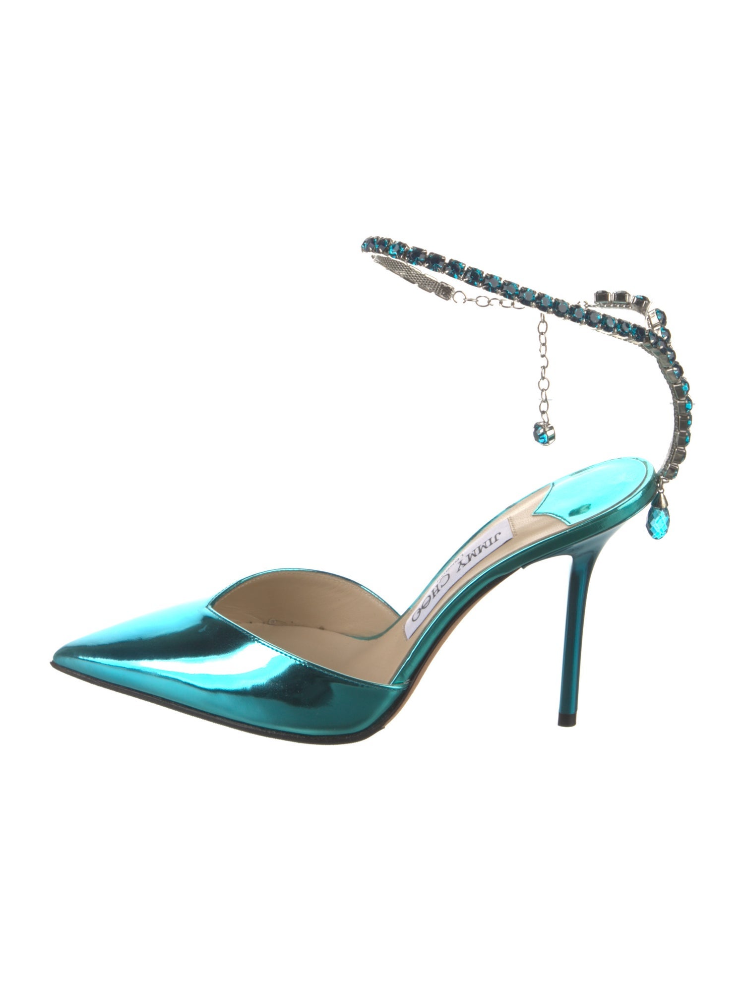 Jimmy Choo Patent Leather Crystal Embellishments D'Orsay Pumps