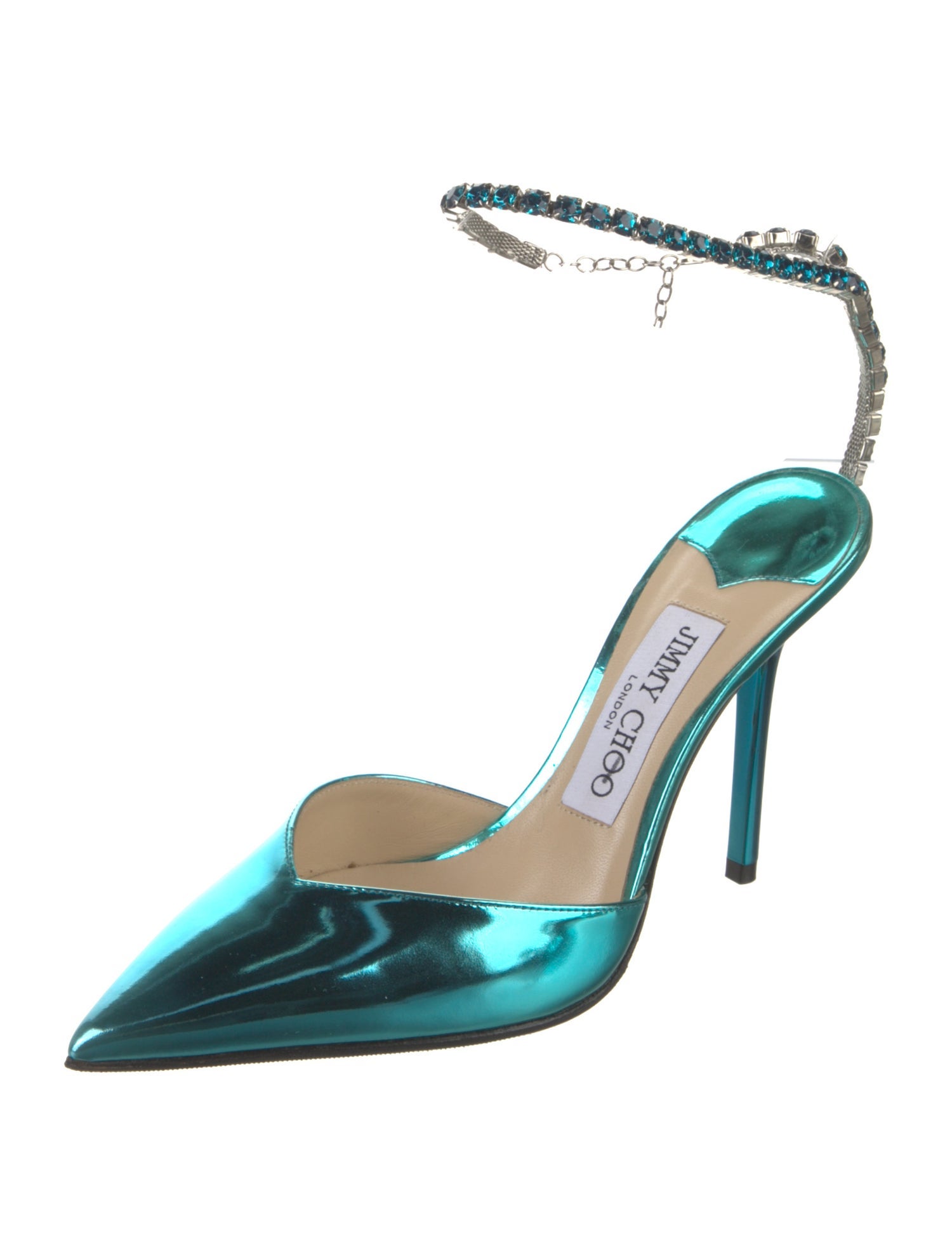 Jimmy Choo Patent Leather Crystal Embellishments D'Orsay Pumps