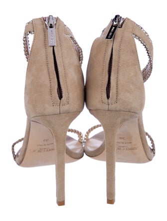 Jimmy Choo Suede Crystal Embellishments Sandals