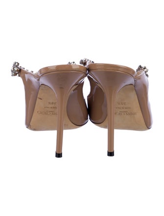Jimmy Choo Patent Leather Crystal Embellishments Mules