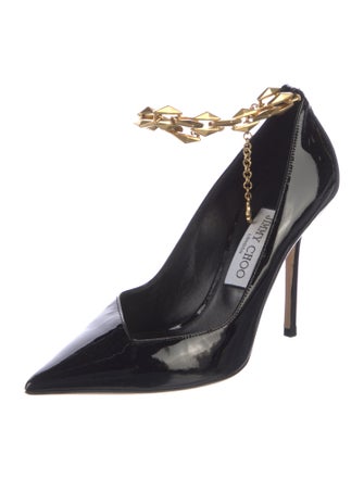 Jimmy Choo Patent Leather Chain-Link Accents Pumps