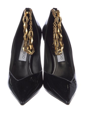 Jimmy Choo Patent Leather Chain-Link Accents Pumps